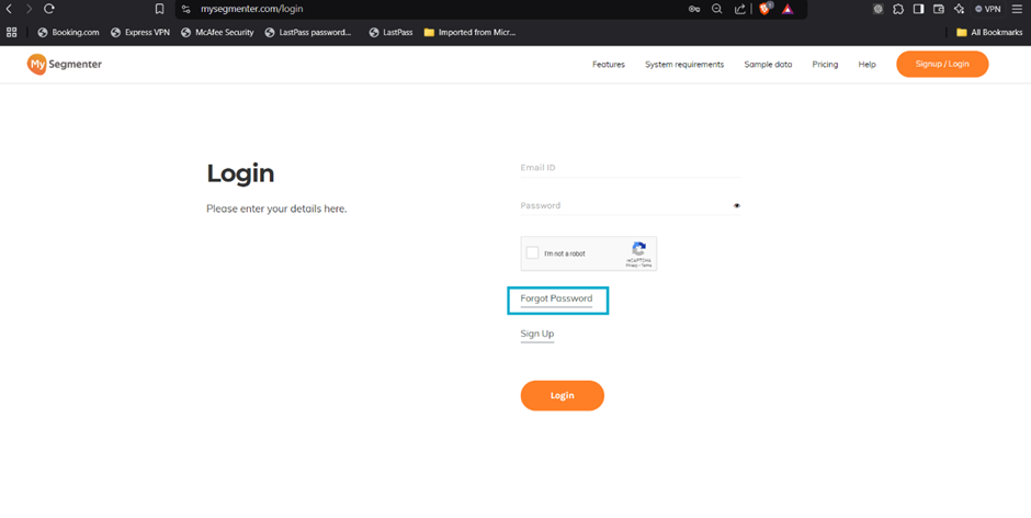 Forgot password location