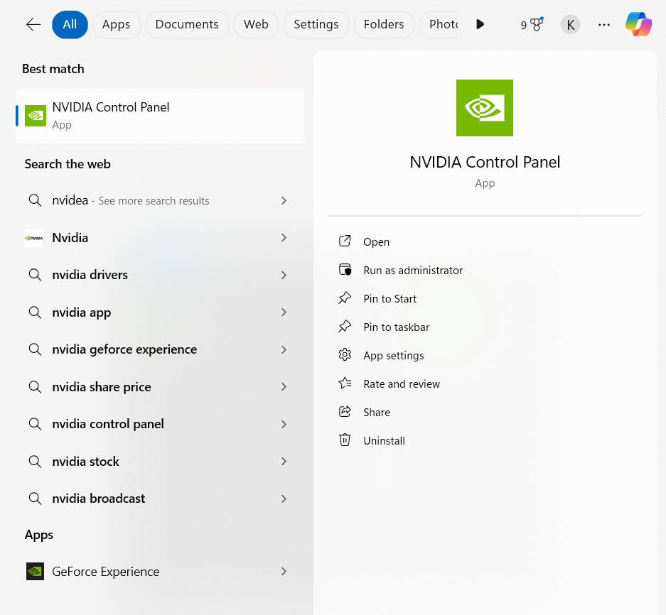 NVIDIA Control Panel location