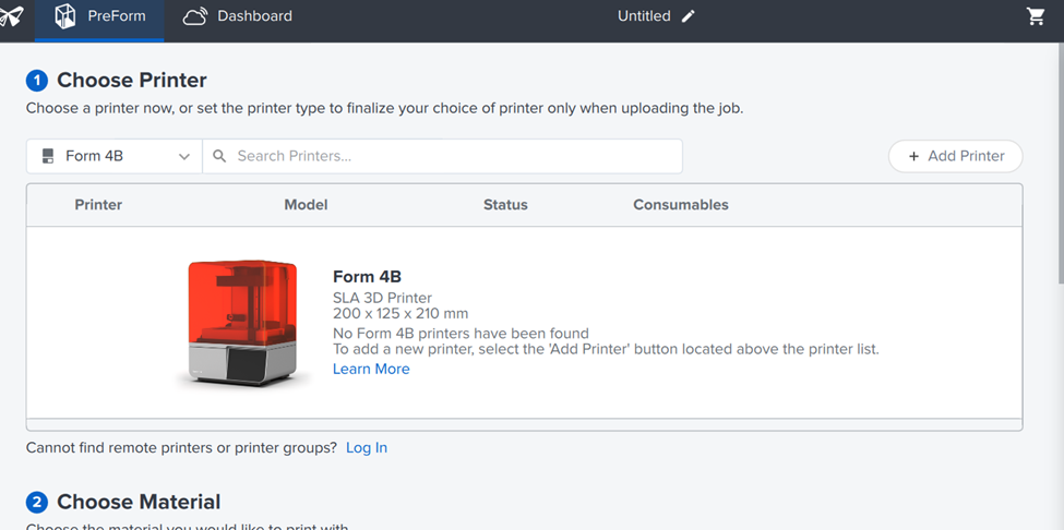 Printer selection interface